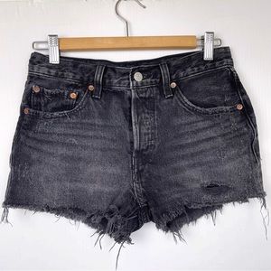 LEVI’S 501 High Rise Button Fly Cut out smoke black Shorts 26